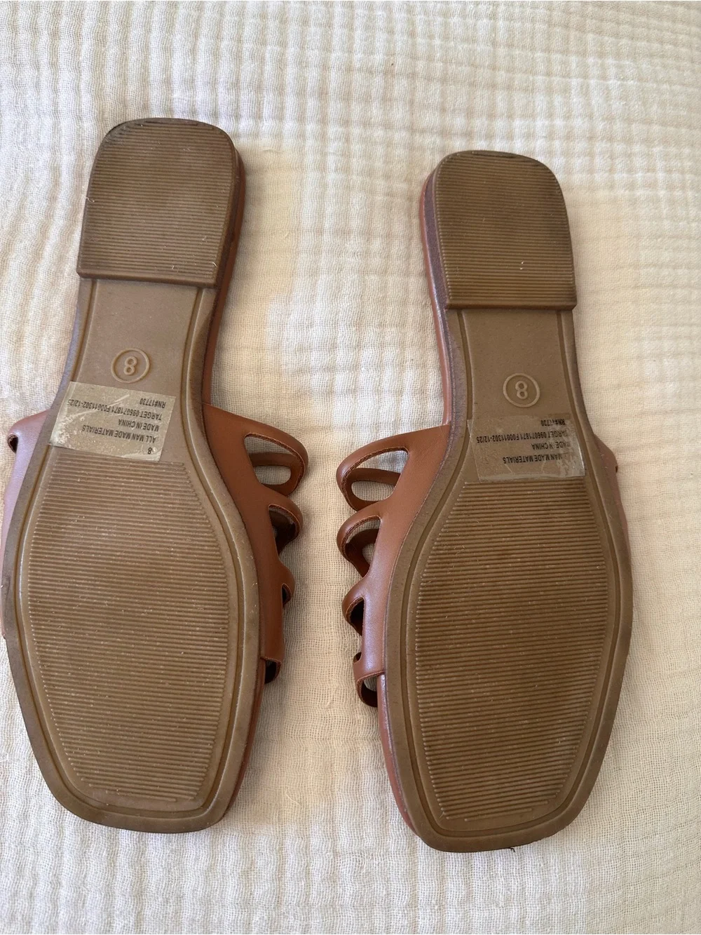 A New Day Women's Cognac Cutout Slide Sandal - Picture 5 of 5